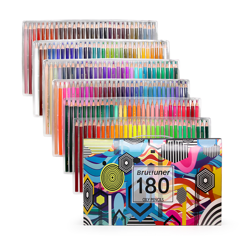 Brutfuner 180 색상 오일 전문 오일 컬러 연필 나무 수채화 연필 드로잉 연필 학교 미술 용품에 대 한 설정